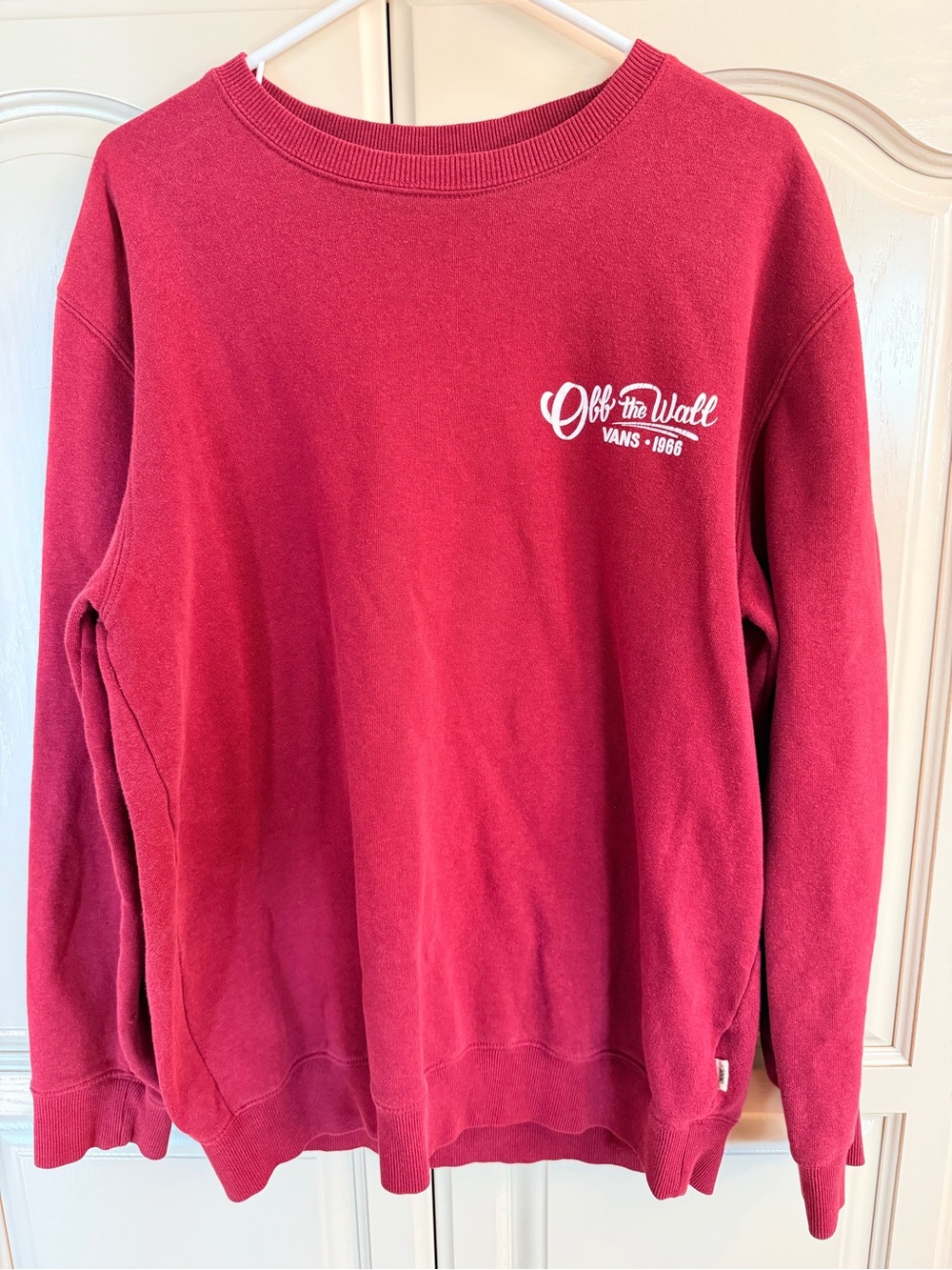 Vans vintage Red Crewneck Sweatshirt with White 'Off the Wall' Logo